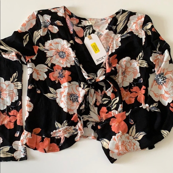 Roxy Tops - Roxy NWT Ruffle Tie Front Floral Wrap Cardigan